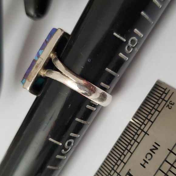 Sterling Silver 925 Lapis Lazuli Infused Turquoise Ring - Picture 4 of 4